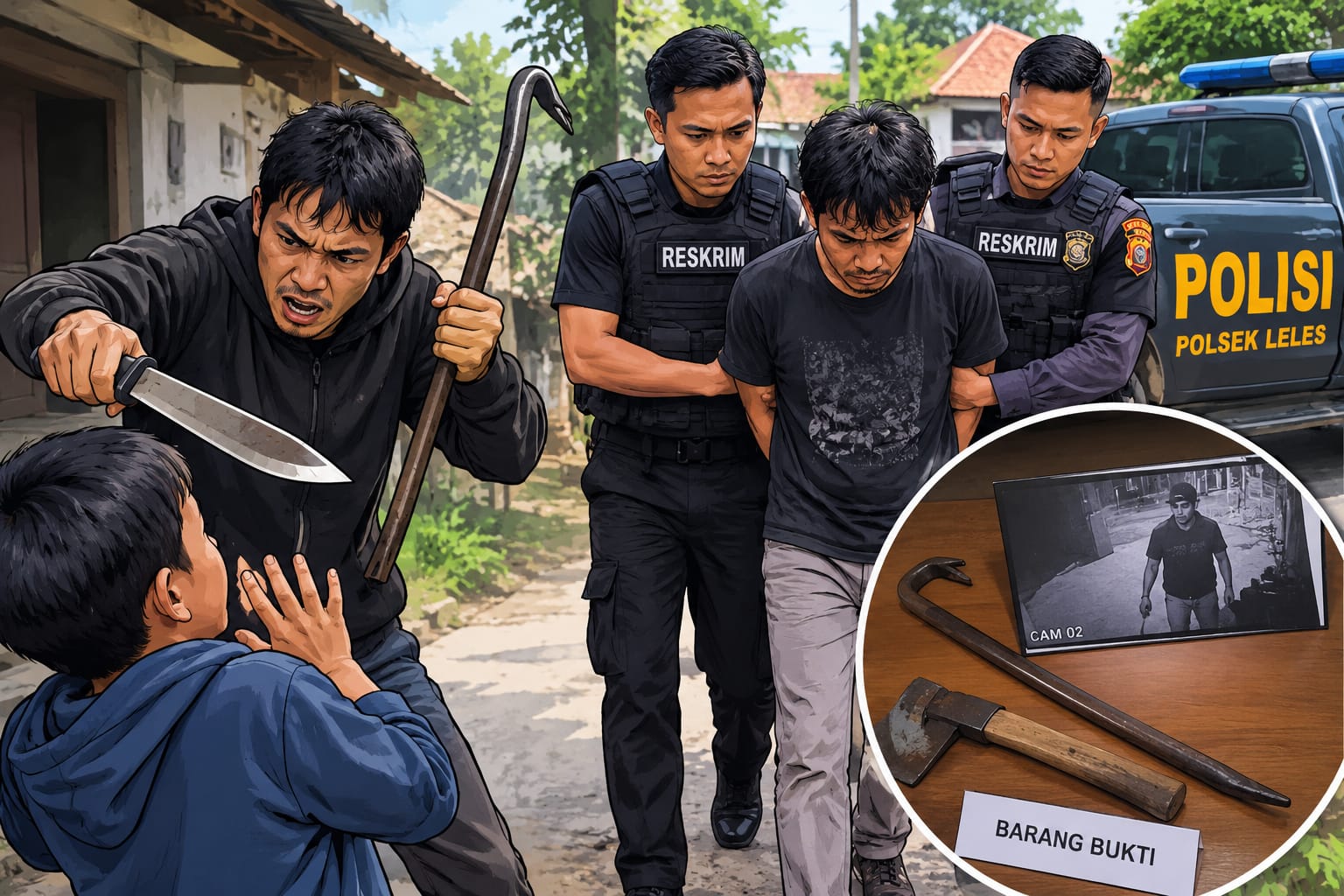 Acungkan Sajam dan Linggis ke Wajah Warga, Pria di Leles Garut Ditangkap Polisi