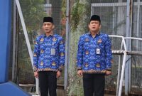 Sejumlah Pimti di Lapas Kelas 1 Sukamiskin Bandung saat melaksanakan Upacara memperingati Hari Bela Negara yang ke - 76