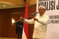 Gubernur Jawa Barat terpilih, Dedy Mulyadi saat berpidato. (Foto: Istimewa)