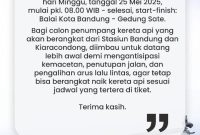 KAI Daop 2 Bandung Himbau Pelanggan Datang Lebih Awal ke Stasiun, Antisipasi Dampak Pawai  Kemenangan Persib.