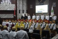 Bupati Subang Reynaldy Putra Andita Budi Raemi didampingi Wakil Bupati Agus Masykur Rosyadi menghadiri Rapat Paripurna Istimewa DPRD dalam rangka Hari Jadi ke-78 Kabupaten Subang, Senin (6/4/2026).