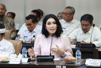 Ketua APINDO Jabar Ning Wahyu saat Rapat Koordinasi Pembahasan Luasan 87% Lahan Baku Sawah (LBS) Menjadi Lahan Pertanian Pangan Berkelanjutan (LP2B), pada Rabu, 29 April 2026