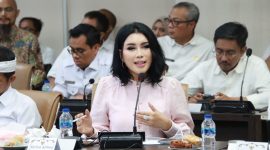 Ketua APINDO Jabar Ning Wahyu saat Rapat Koordinasi Pembahasan Luasan 87% Lahan Baku Sawah (LBS) Menjadi Lahan Pertanian Pangan Berkelanjutan (LP2B), pada Rabu, 29 April 2026